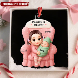 New Baby Arrival Keepsake – Personalized Big Sister/Brother Ornament 2025