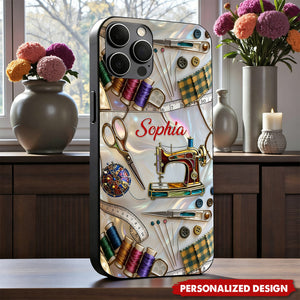 Personalized Sewing Phone Case – Custom Name Gift For Craft Lover
