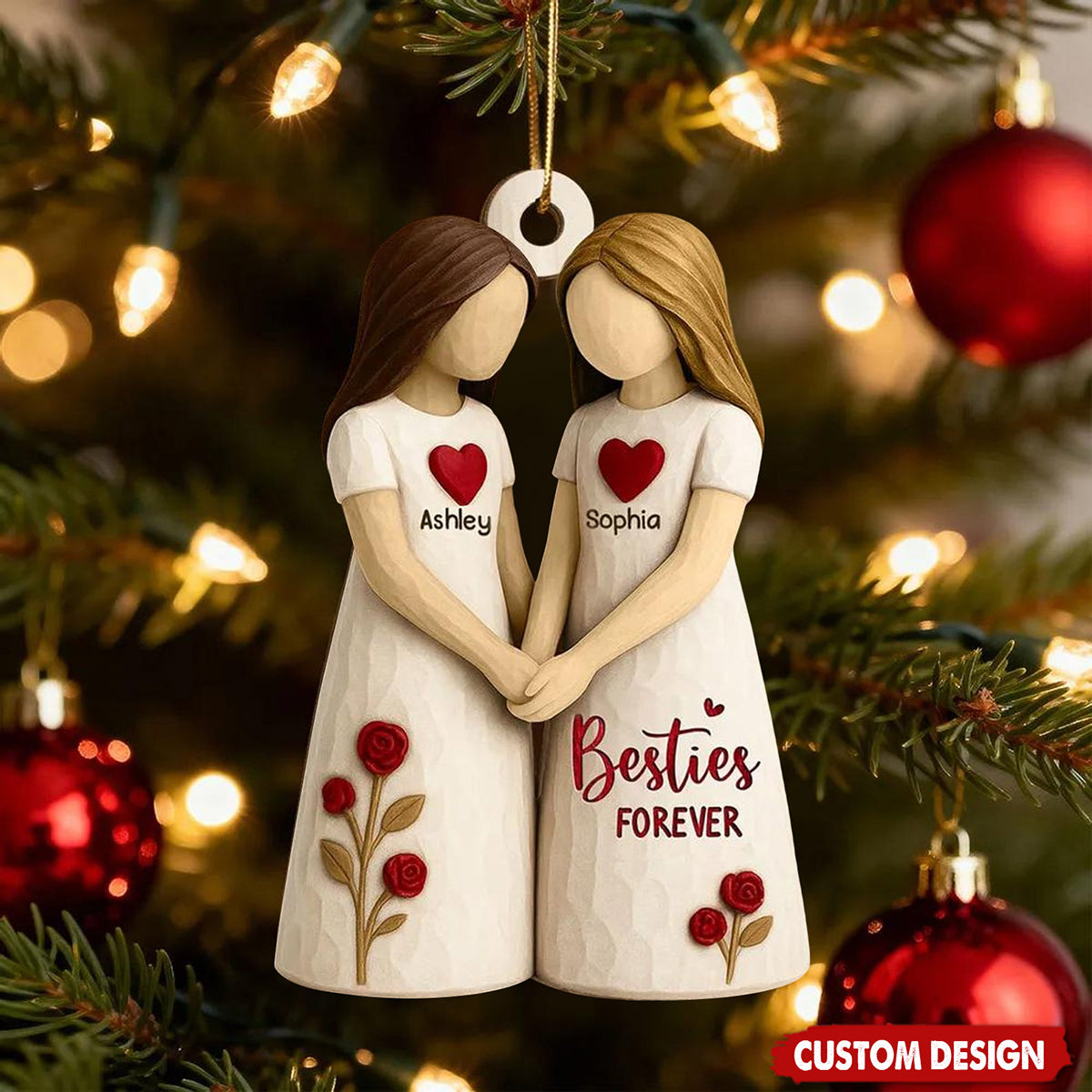 Personalized Besties Forever Ornament – Custom Names Friendship Gift