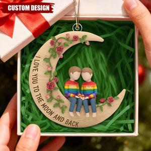 Personalized Couple Moon Ornament –Custom Names Christmas Gift