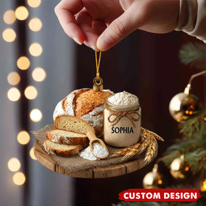 Custom Bread & Baking Christmas Ornament – Personalized Jar Name Gift for Bakers