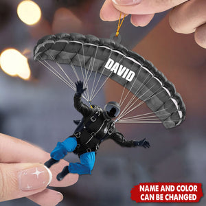 Personalized Skydiver Christmas Ornament – Custom Name & Color
