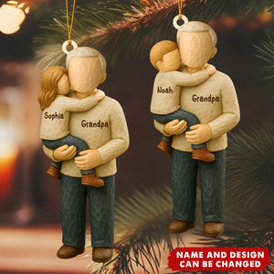 Personalized Grandpa & Child Hug Ornament – Custom Names & Figure Styles