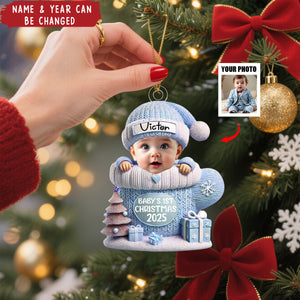Personalized Baby’s 1st Christmas Ornament – Custom Photo & Name Gift
