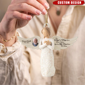 Custom Angel Memorial Ornament – “On Angel’s Wings” Personalized Photo Tribute