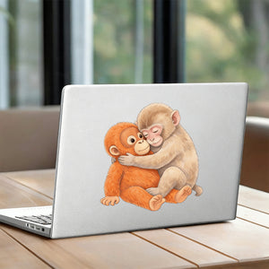 Baby Monkey Hugging Plush Sticker - Gift for Family & Kids