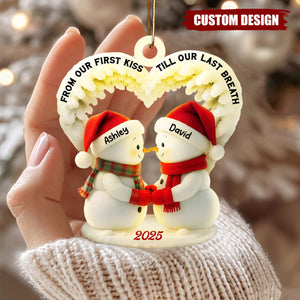 Personalized Snowman Couple Ornament 2025 β Custom Names Christmas Gift for Lovers