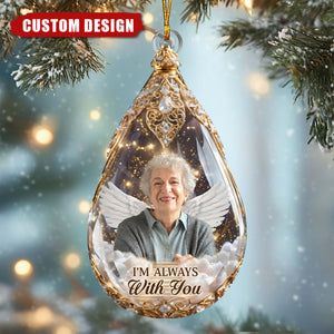 Personalized Memorial Angel Ornament – “I’m Always With You” Custom Photo Keepsake