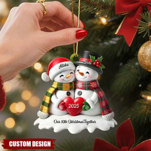 Personalized Couple Snowman Christmas Ornament- Anniversary & Christmas Gift