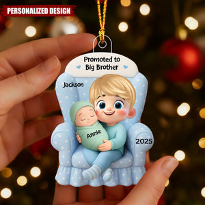 New Baby Arrival Keepsake – Personalized Big Sister/Brother Ornament 2025