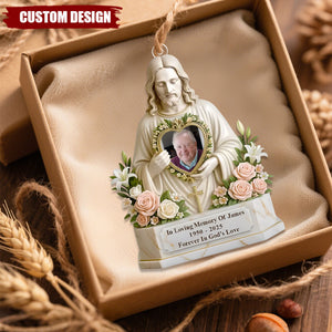 Personalized Jesus Memorial Ornament – Custom Photo Keepsake “Forever in God’s Love”