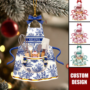 Custom Chef Apron Ornament – Personalized Baking Christmas Decoration
