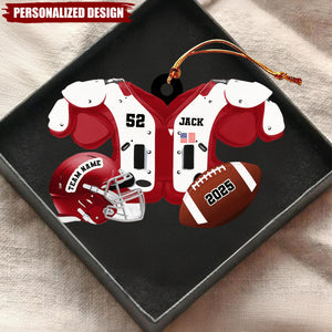 Football Christmas Ornament 2025 – Personalized Name, Team & Number