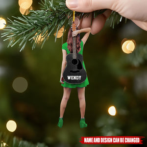 Personalized Guitar Girl Ornament – Gift For Guitar Lovers