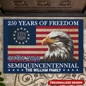 Personalized Patriotic Family Doormat — American 250th Anniversary Gift