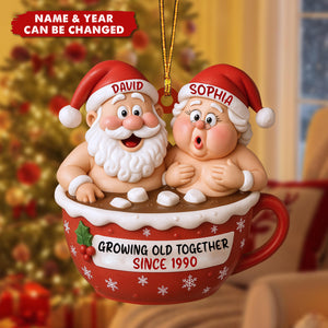 Personalized “Growing Old Together” Santa Couple Ornament – Gift For Couples