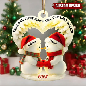 Personalized Snowman Couple Ornament 2025 β Custom Names Christmas Gift for Lovers