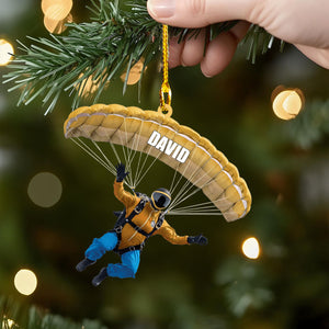 Personalized Skydiver Christmas Ornament – Custom Name & Color