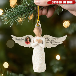 Custom Angel Memorial Ornament – “On Angel’s Wings” Personalized Photo Tribute