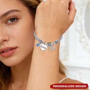 Personalized 2026 Graduation Bracelet - Custom Name & Birthstone Grad Gift