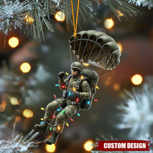 Custom Military Parachute Christmas Ornament - Christmas Gift For Parachutist