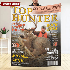 Custom “Top Hunter” Magazine Cover Blanket – Personalized Hunting Gift