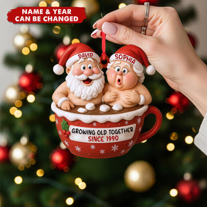 Personalized “Growing Old Together” Santa Couple Ornament – Gift For Couples