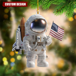 Personalized Astronaut Christmas Ornament β Custom Name Space Explorer Decoration
