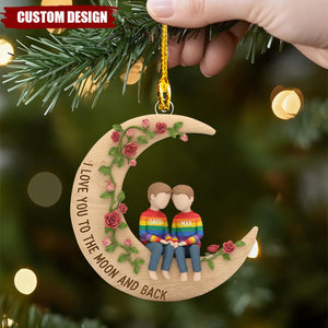Personalized Couple Moon Ornament –Custom Names Christmas Gift