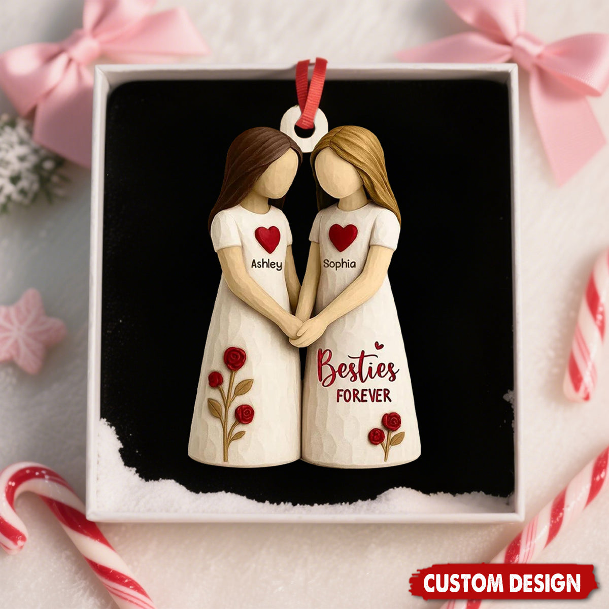 Personalized Besties Forever Ornament – Custom Names Friendship Gift