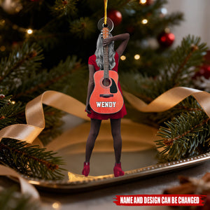 Personalized Guitar Girl Ornament – Gift For Guitar Lovers