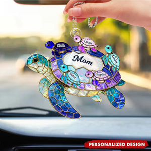 Personalized Sea Turtle Mom Car Ornament - Mother's Day Gift for Her