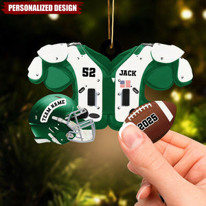 Football Christmas Ornament 2025 – Personalized Name, Team & Number
