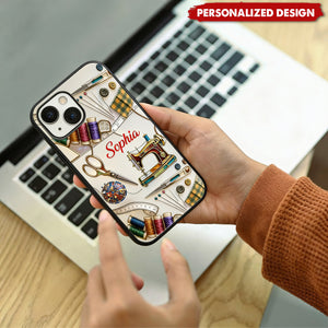 Personalized Sewing Phone Case – Custom Name Gift For Craft Lover