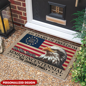 Personalized Patriotic Family Doormat — American 250th Anniversary Gift