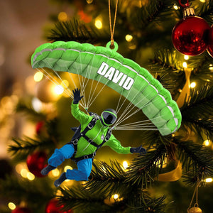 Personalized Skydiver Christmas Ornament – Custom Name & Color