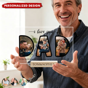 Personalized DAD Photo Collage Acrylic Plaque -Heartfelt Family Memory Gift for Dad