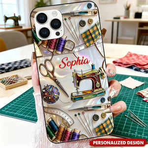 Personalized Sewing Phone Case – Custom Name Gift For Craft Lover