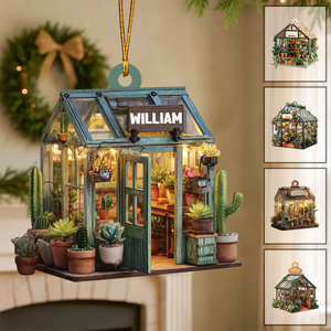 Personalized Greenhouse Christmas Ornament – Custom Name Garden Gift for Plant Lovers & Moms