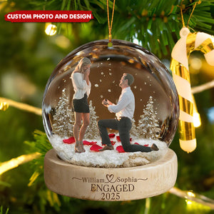 Personalized Engagement Proposal Ornament – Custom Photo, Names & Date Keepsake