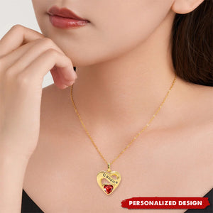 Personalized Heart Birthstone Necklace – Custom Name & Birthstone