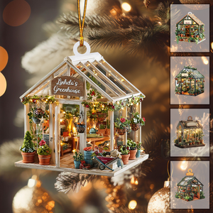 Personalized Greenhouse Christmas Ornament – Custom Name Garden Gift for Plant Lovers & Moms