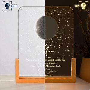 Personalized Moon Phase LED Night Light - Custom Mom Gift with Name & Date