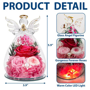 Personalized Flower In Glass Angel Figurine - Custom Photo Memorial Gift