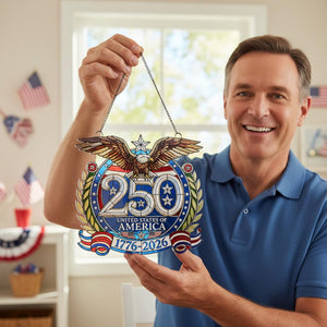 American 250th Anniversary Suncatcher — Patriotic Eagle Window Decor