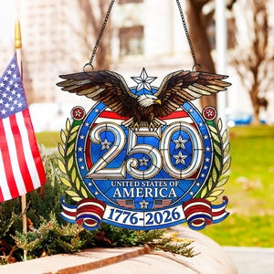 American 250th Anniversary Suncatcher — Patriotic Eagle Window Decor