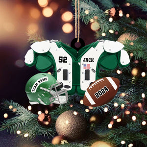 Football Christmas Ornament 2025 – Personalized Name, Team & Number