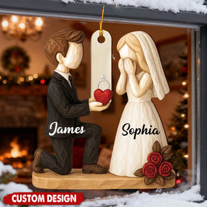 Custom Wedding Proposal Ornament – Personalized Couple Keepsake