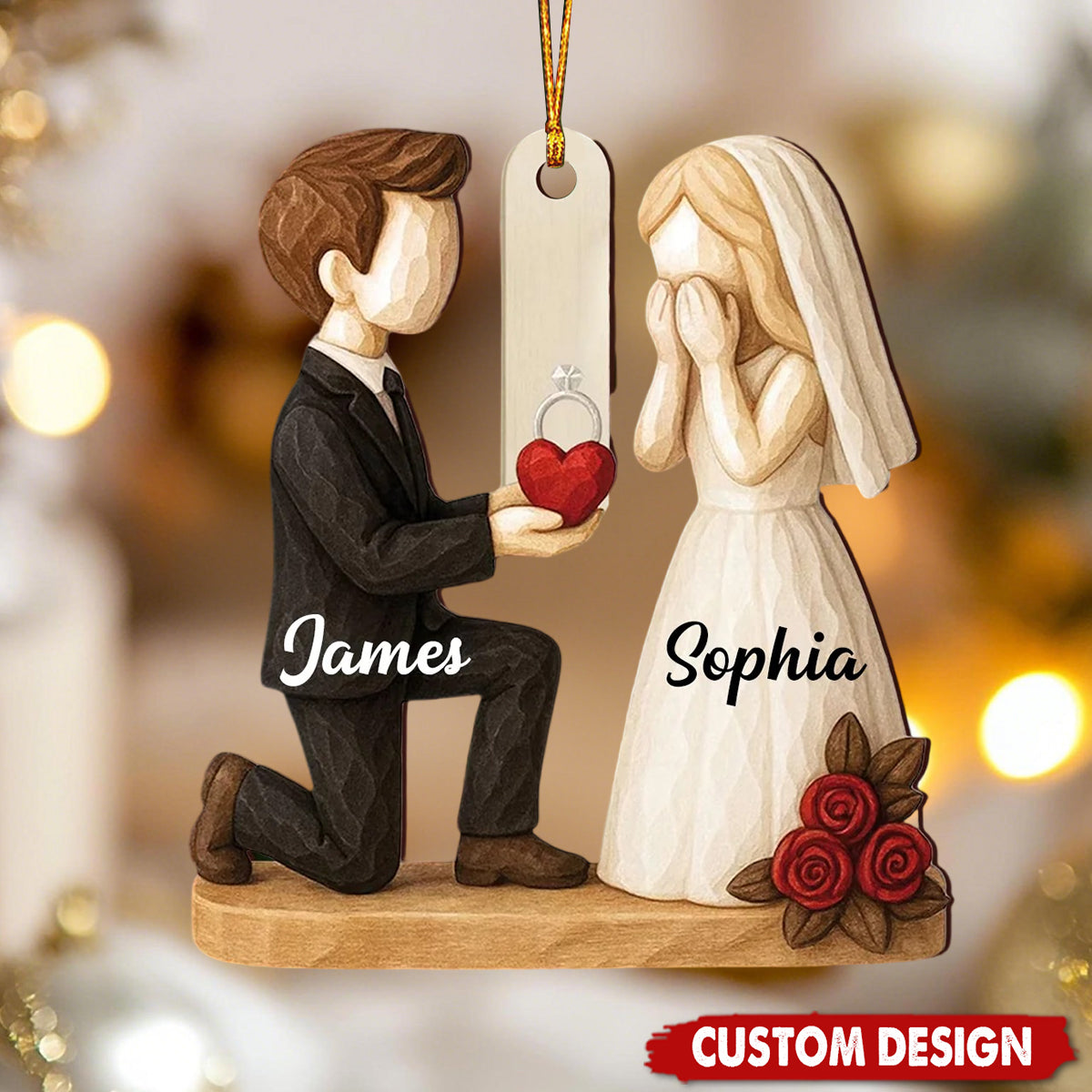 Custom Wedding Proposal Ornament – Personalized Couple Keepsake