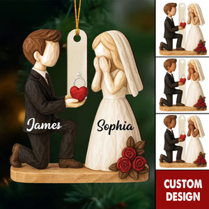 Custom Wedding Proposal Ornament – Personalized Couple Keepsake